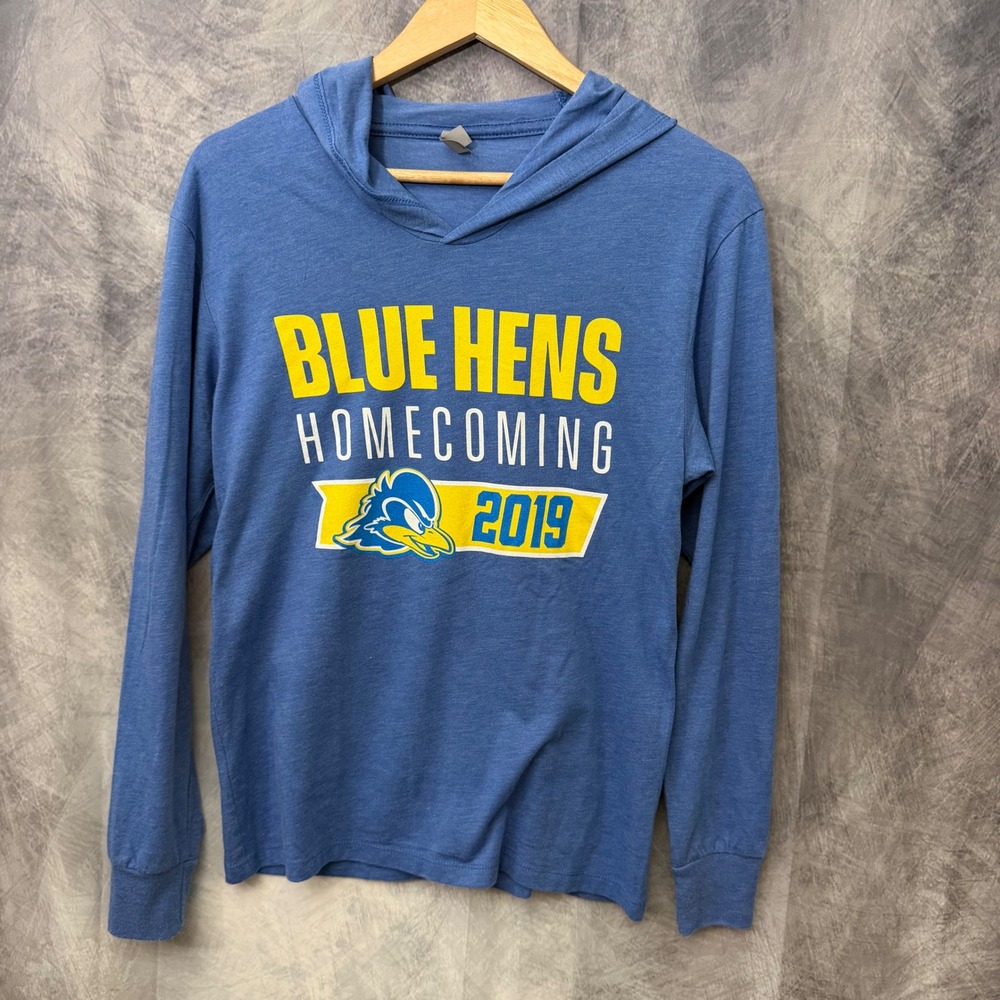 Delaware Blue Hens 2019 Homecoming Hoodie Tee Small Blue Gameday College Alumni